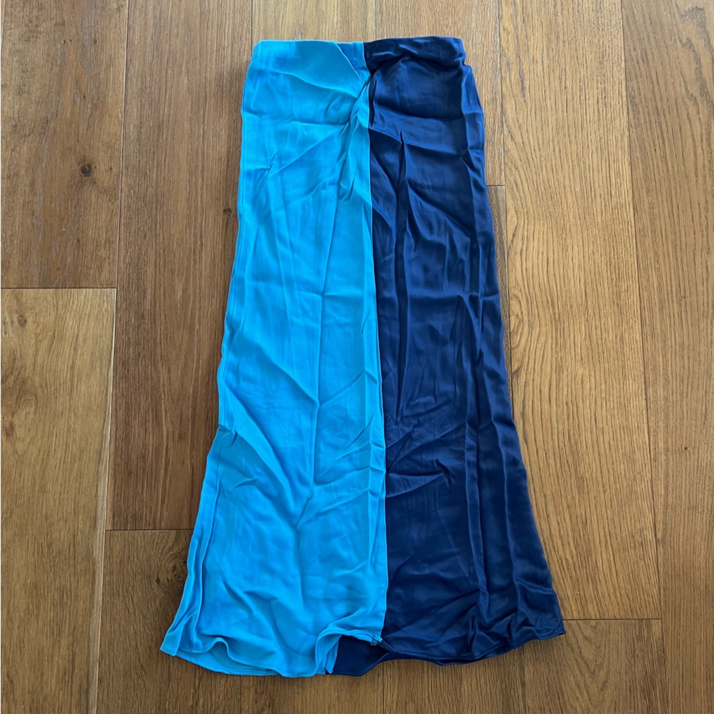 Blue color block Anthropologie silk skirt never been worn